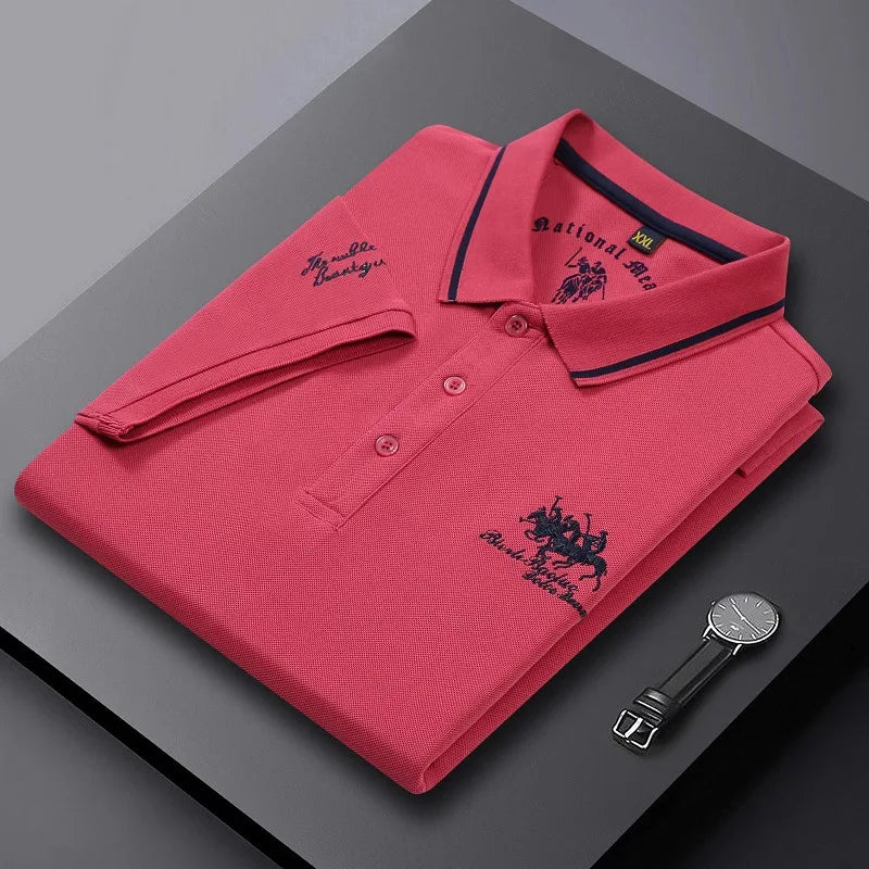 Mens Embroidered Polo Shirts Short Sleeve .-Nilah Store
